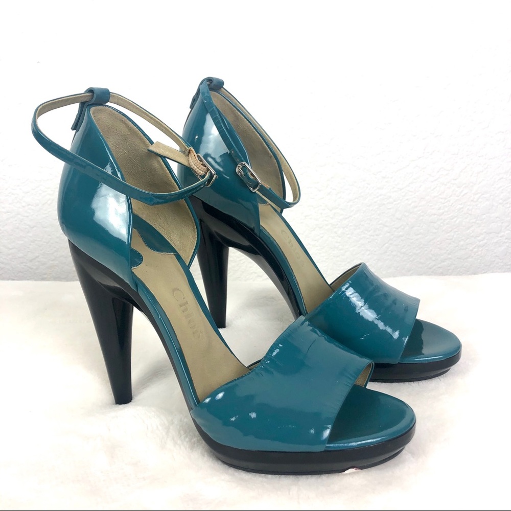 🎉HP🎉NWT Chloe Patent Leather Ankle Strap Sandals - Picture 1 of 14